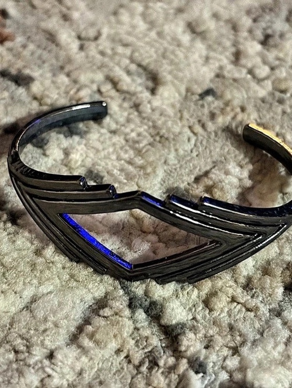 Geometric Open Cuff Bracelet in Black & Blue Like New